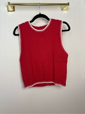NWT Le Lis Knitted Red White Tank Sweater